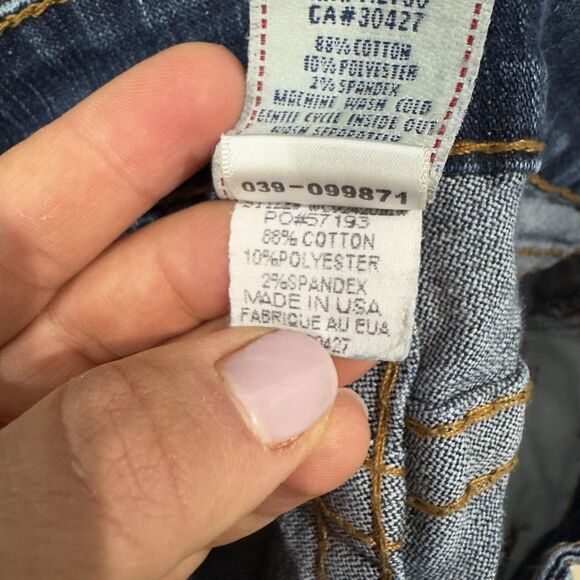 True Religion Joey Jeans Women's 25 Blue Flare Made in USA Distressed Stitching - Picture 12 of 12